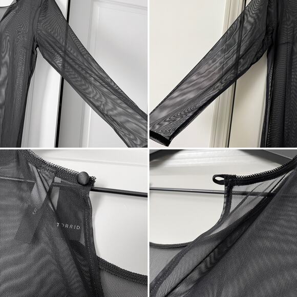 Torrid Mesh Catsuit - Long Sleeve Full Bodysuit One Piece Sheer Plus Lingerie 1X - Picture 11 of 14